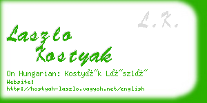 laszlo kostyak business card